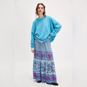Spell Love Jetty Boho Floral Maxi Skirt - Blue
